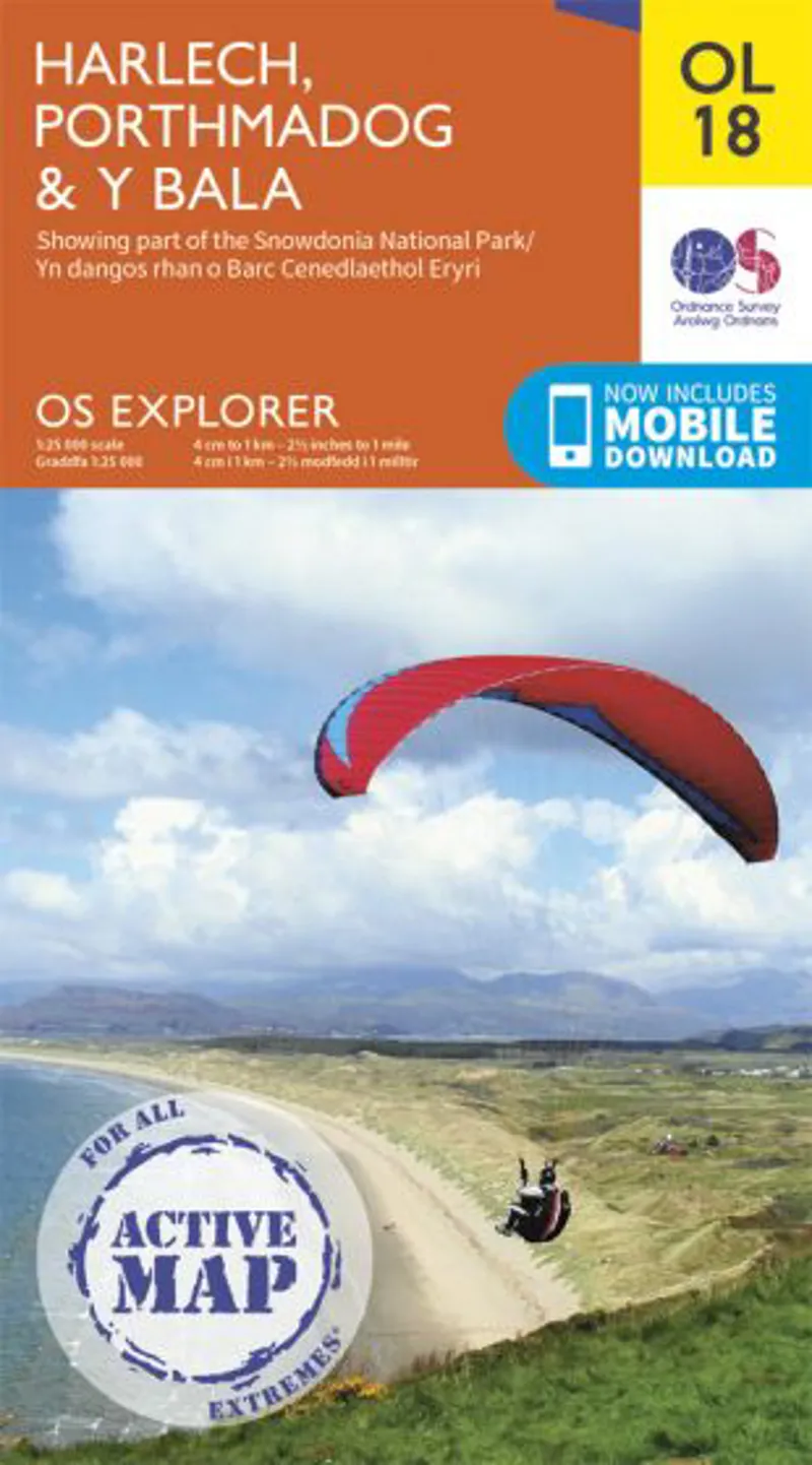 OS Explorer Map OL18 - Harlech Porthmadog and Bala
